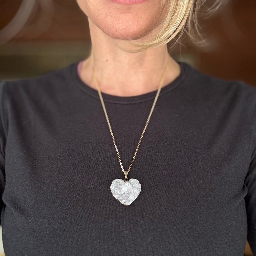 Druzy Heart Pendant Necklace